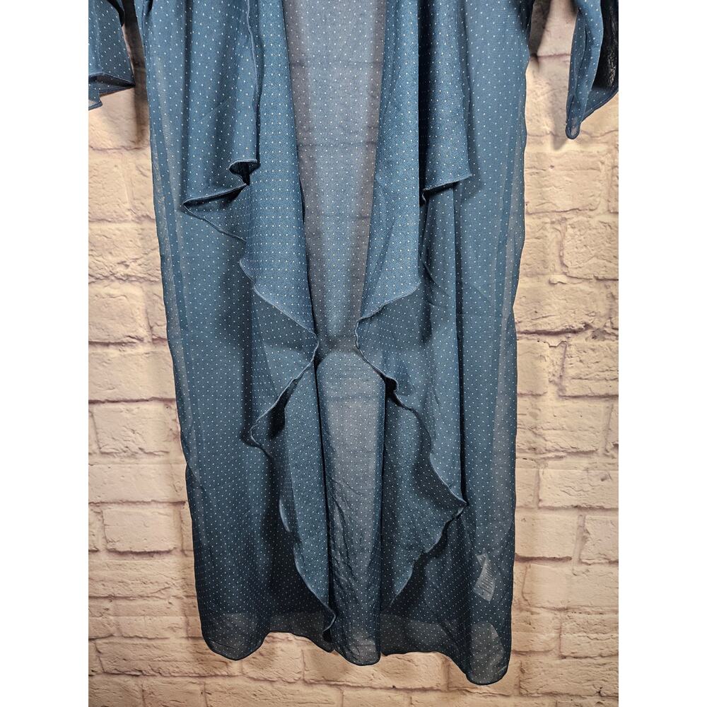 LulaRoe Women's Size Small Blue with Pink Polka Dot Kimono Duster - Picture 3 of 7
